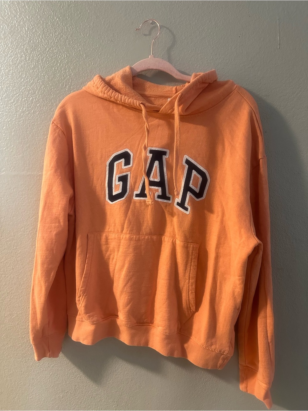 GAP Women's Peach-Orange Crewneck Hoodie with Logo